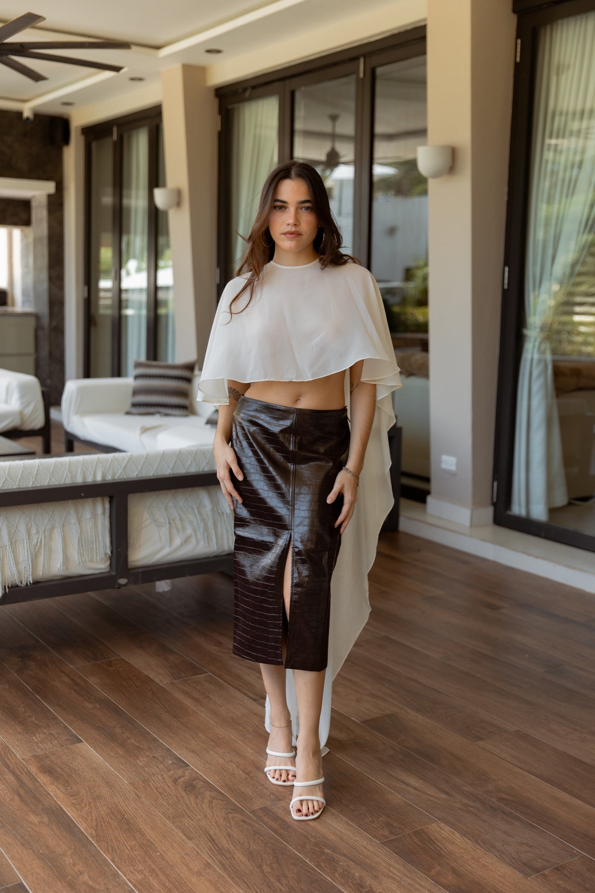 Cream Hi-Lo Chiffon Top