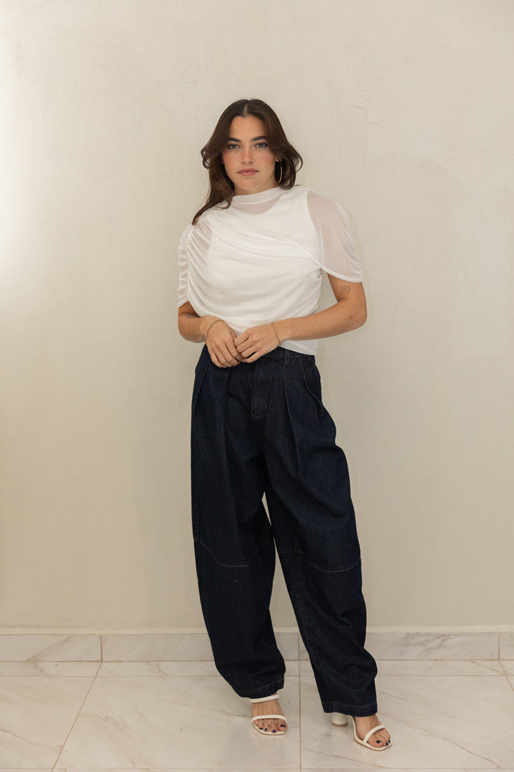 Pleat Dk Denim