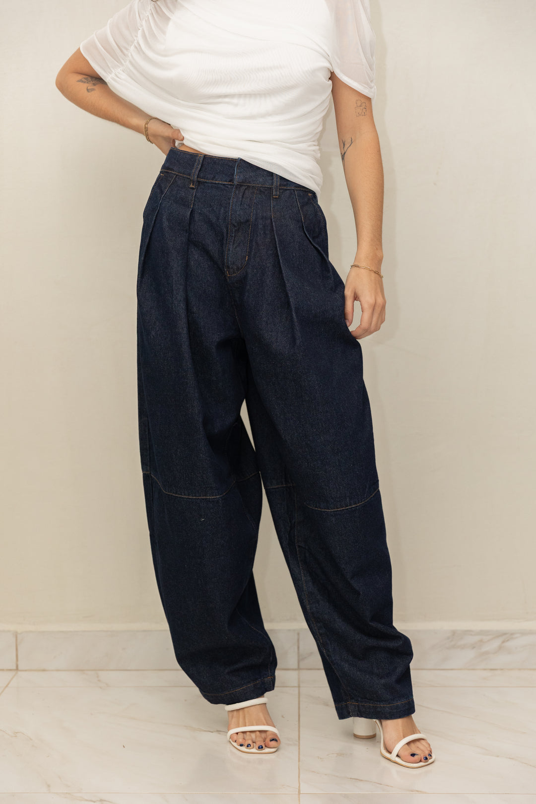 Pleat Dk Denim