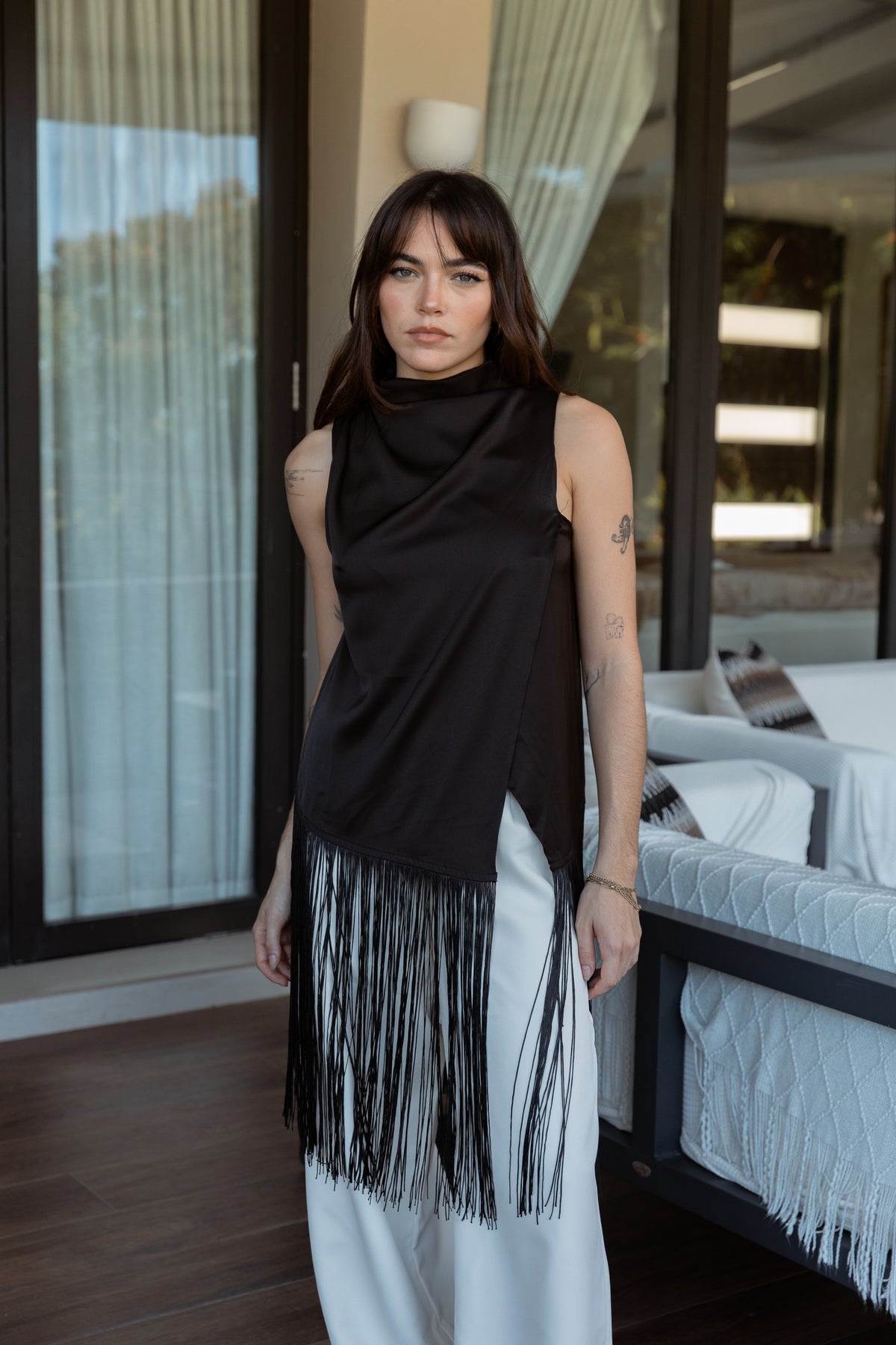 Black Fringe Top