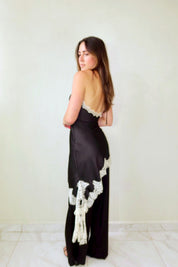 Black Satin Lace Jumpsuit