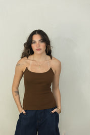 Brown Clear Strap Top