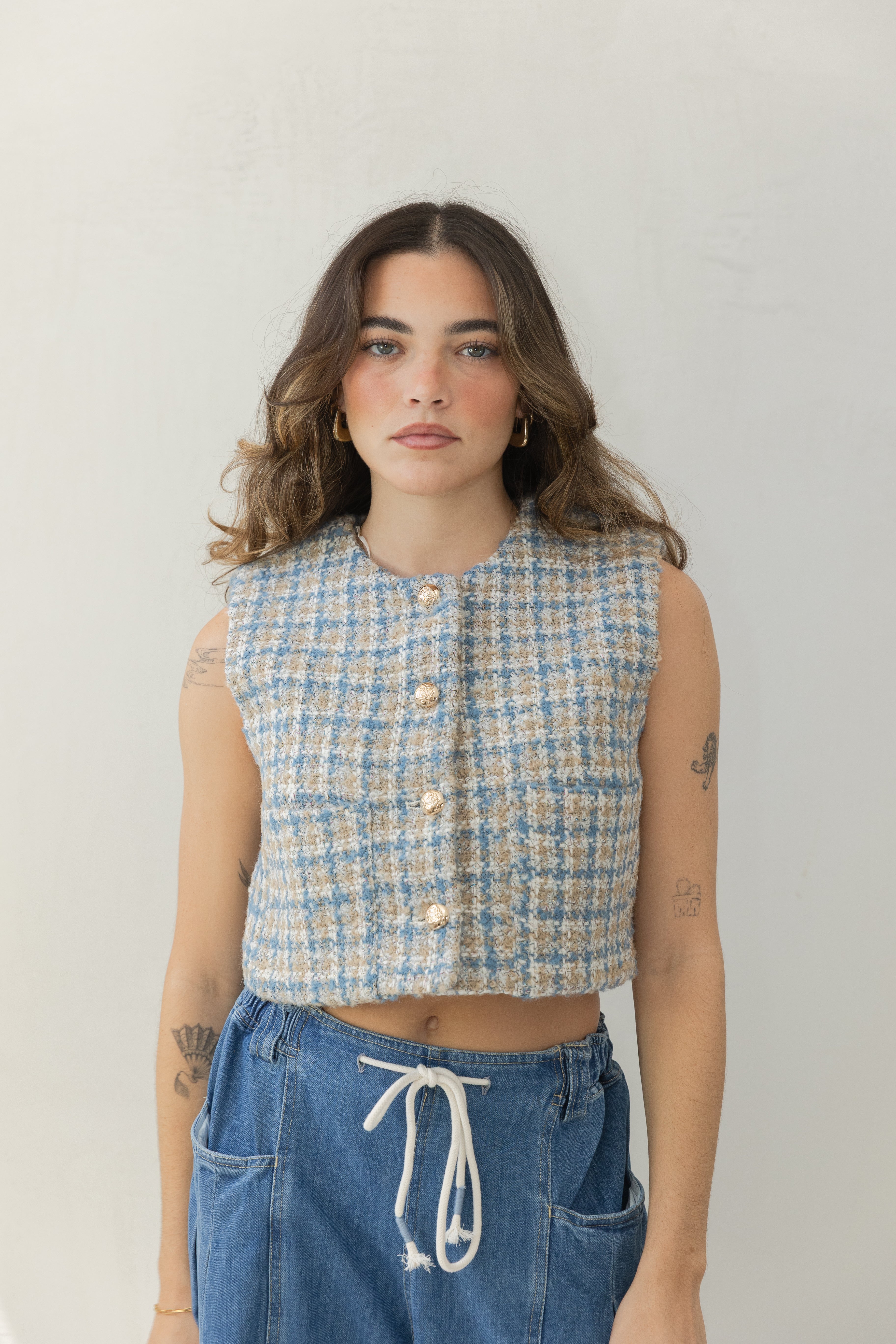 Tweed Vest Top