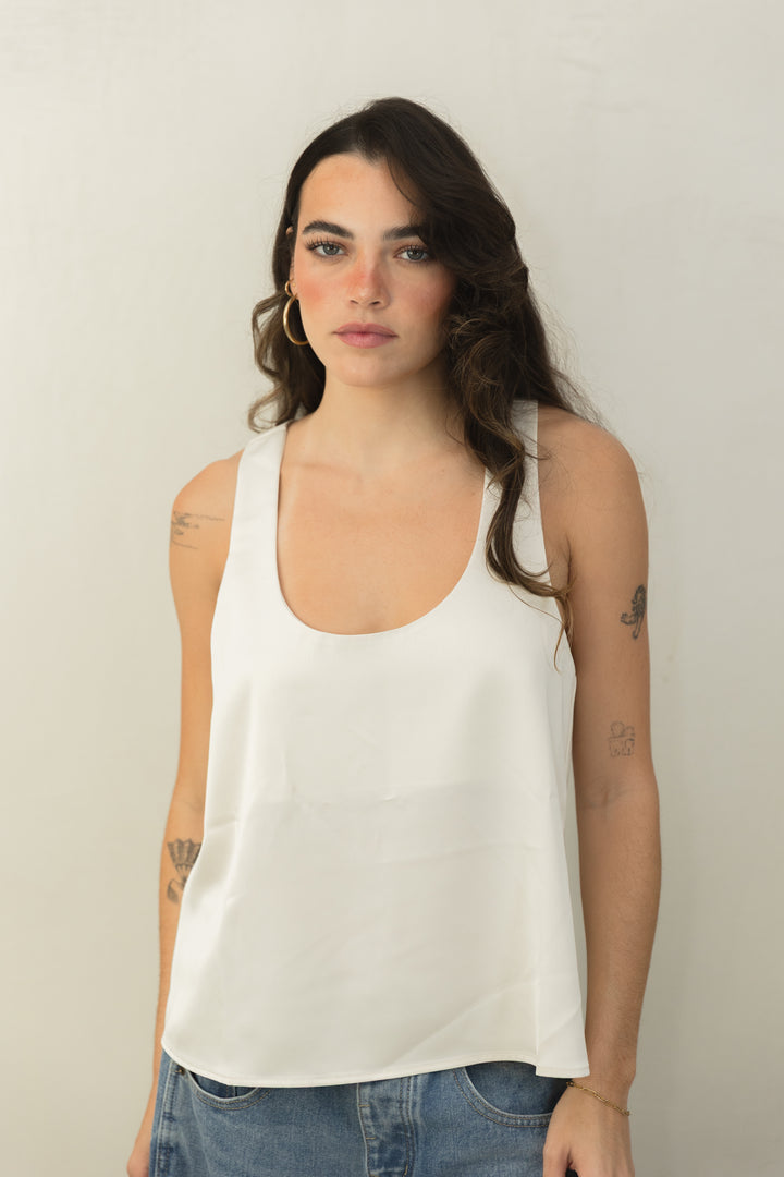 Eggshell Satin Top