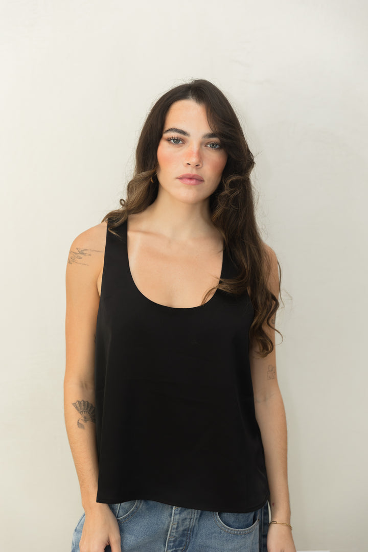 Black Satin Top