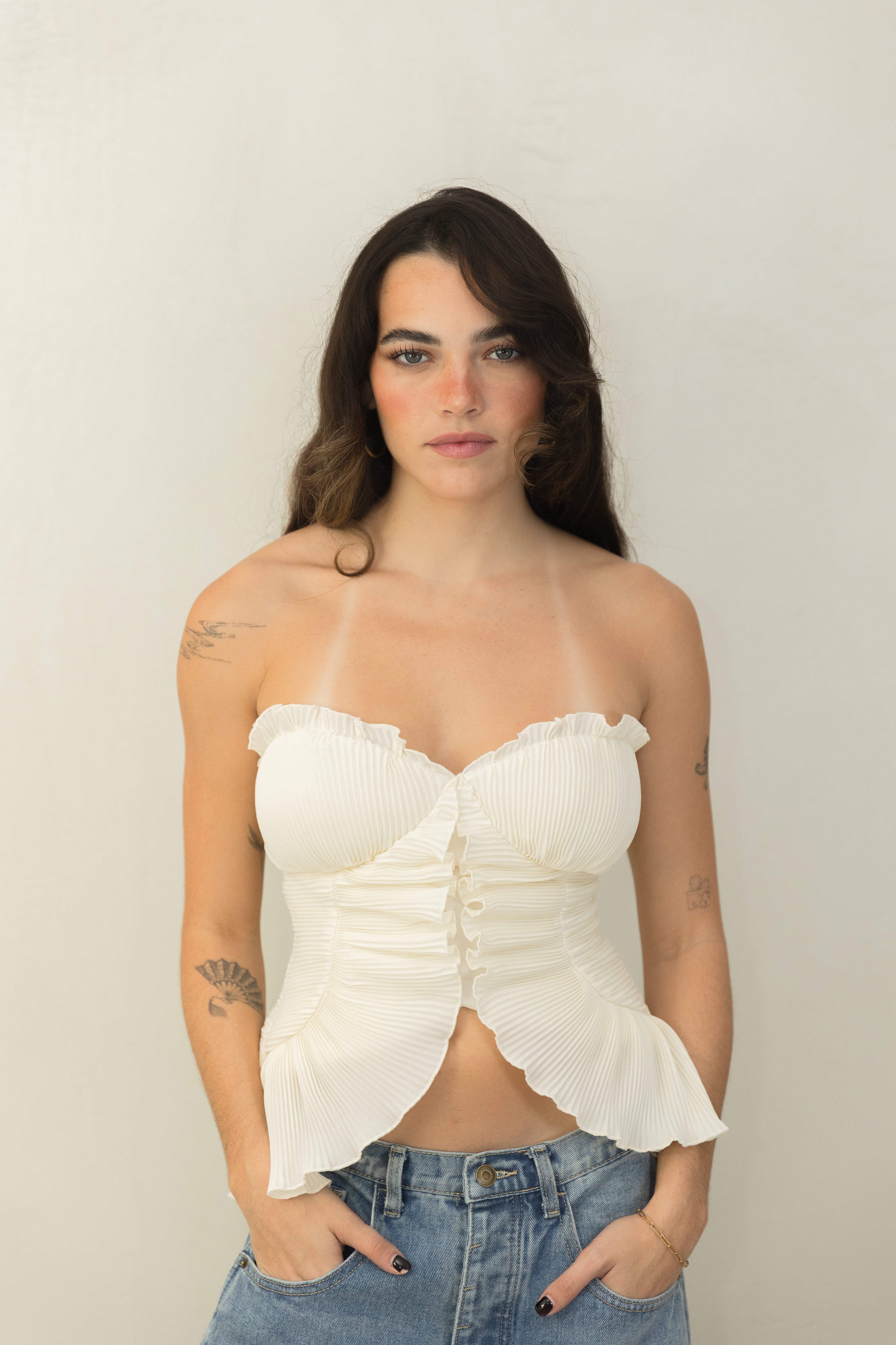 Pleat Woven Bustier