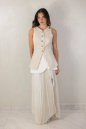 Pleated Slit Skirt
