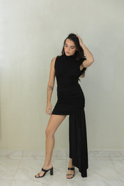 Black Gathered Dress