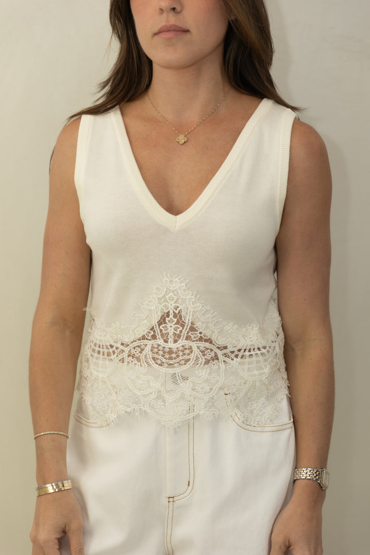 Cream Lace Top