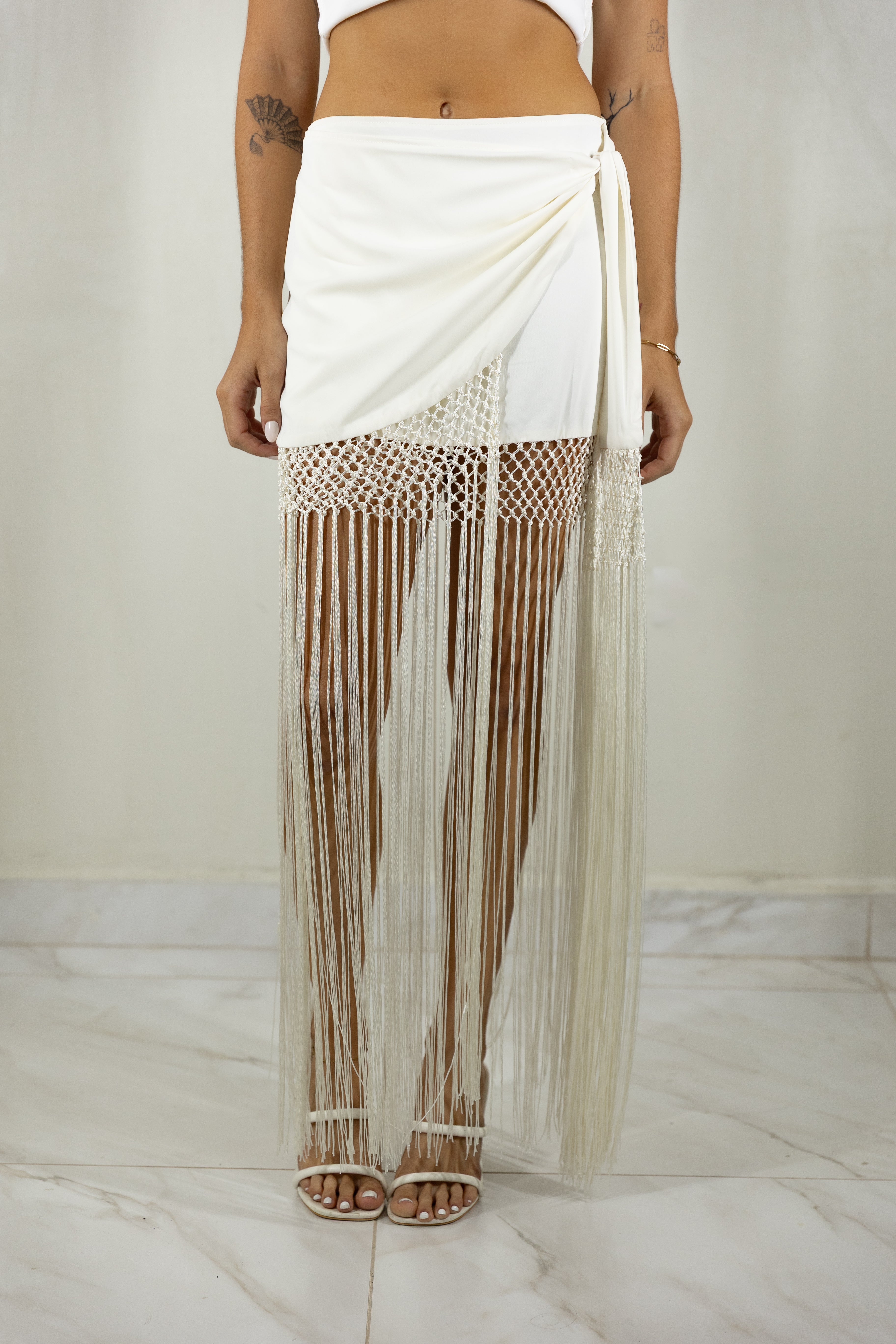 Ecru Fringe Skirt