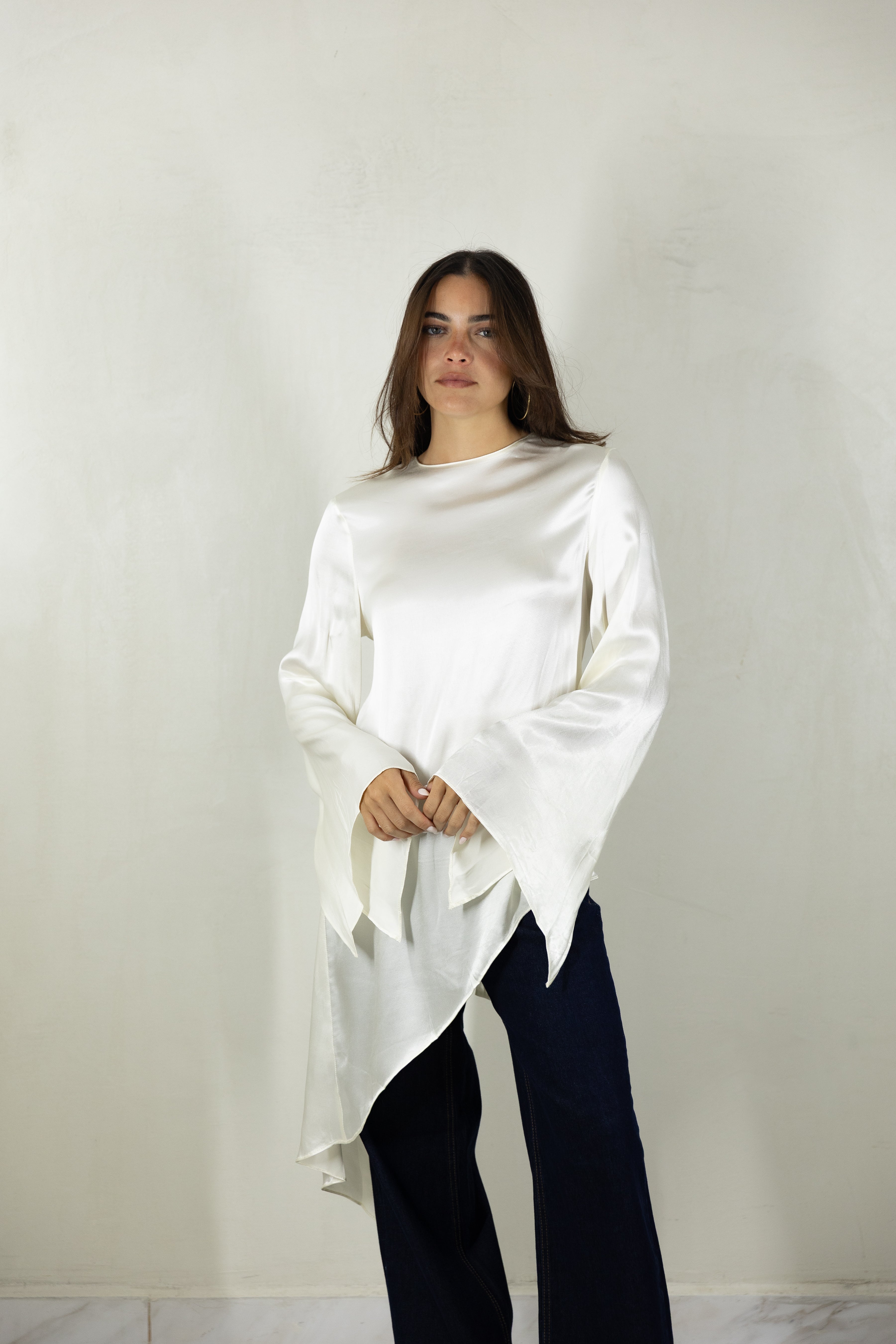 Woven Satin Asymmetric Top
