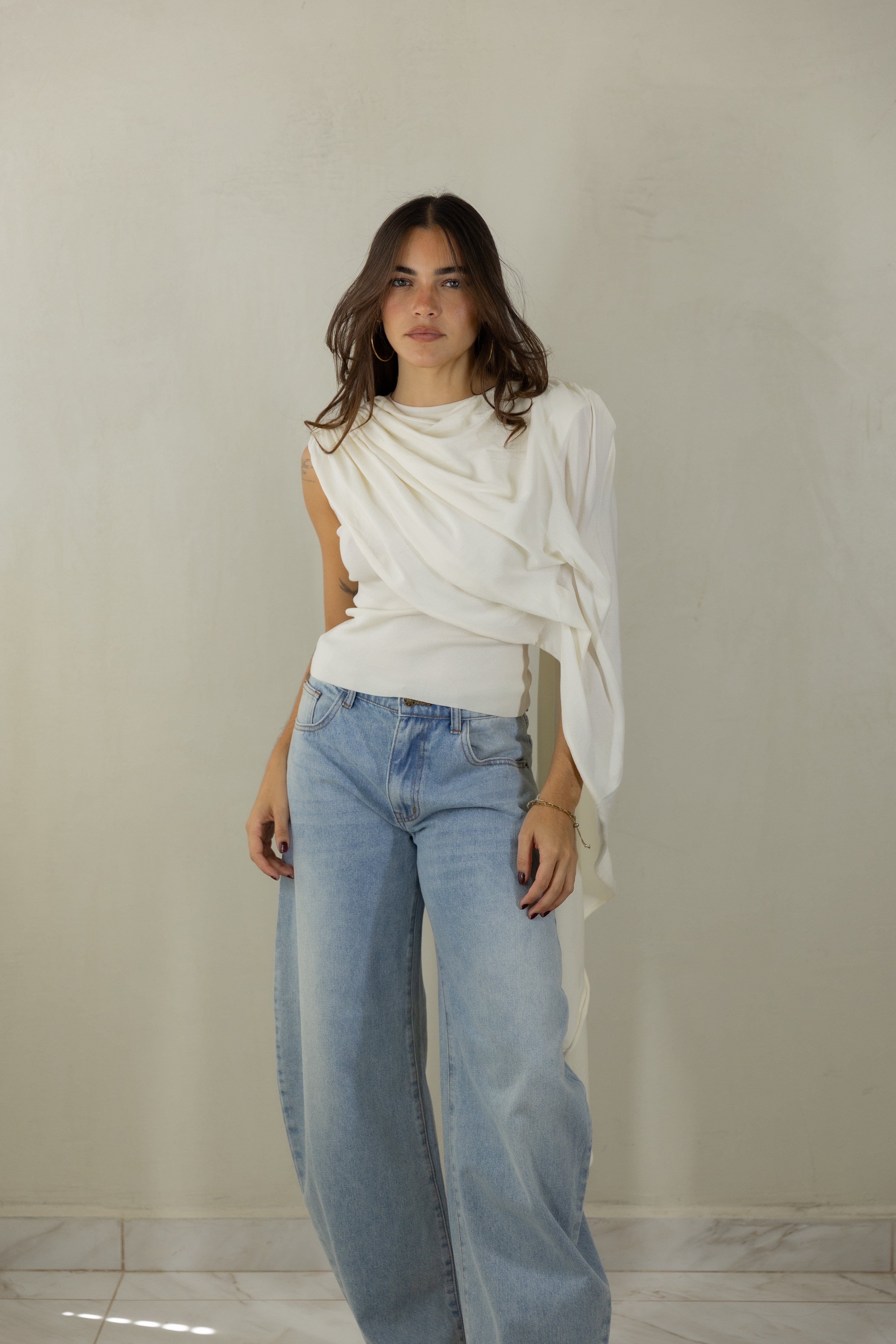 Draped Scarf Top