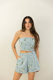 Denim Floral Applique Set