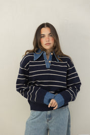 Sweater Denim Contrast