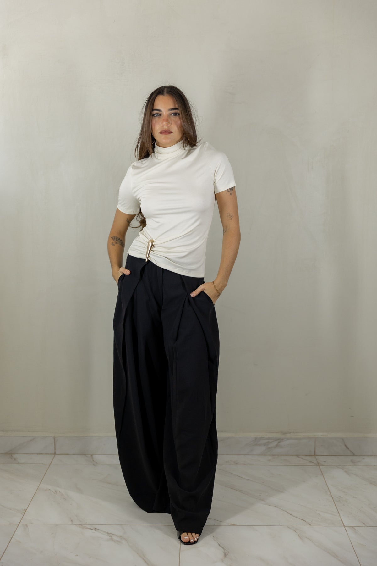 Pleat Wide Leg Pants