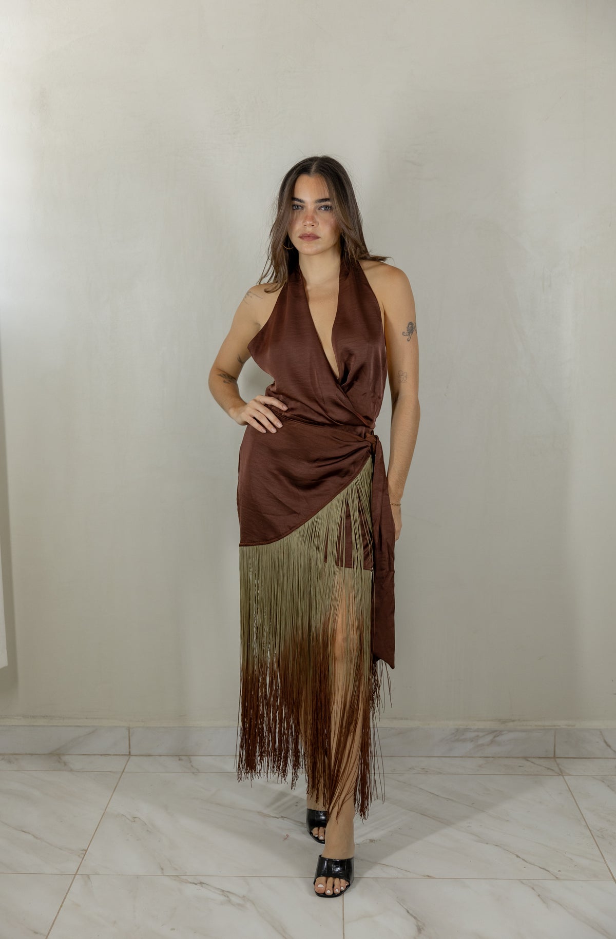 Brown Ombre Fringe Dress