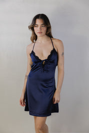 Navy Satin Dress