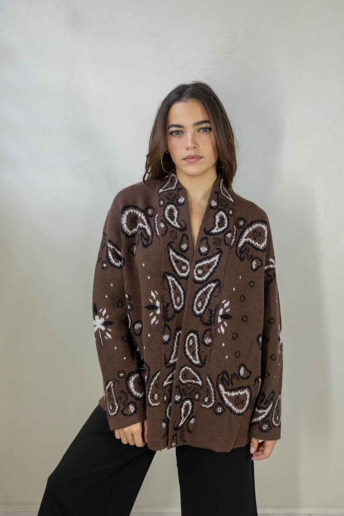Paisley Pattern Oversized Cardigan