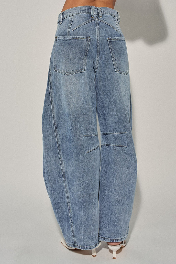 High-Rise Barrel Jeans