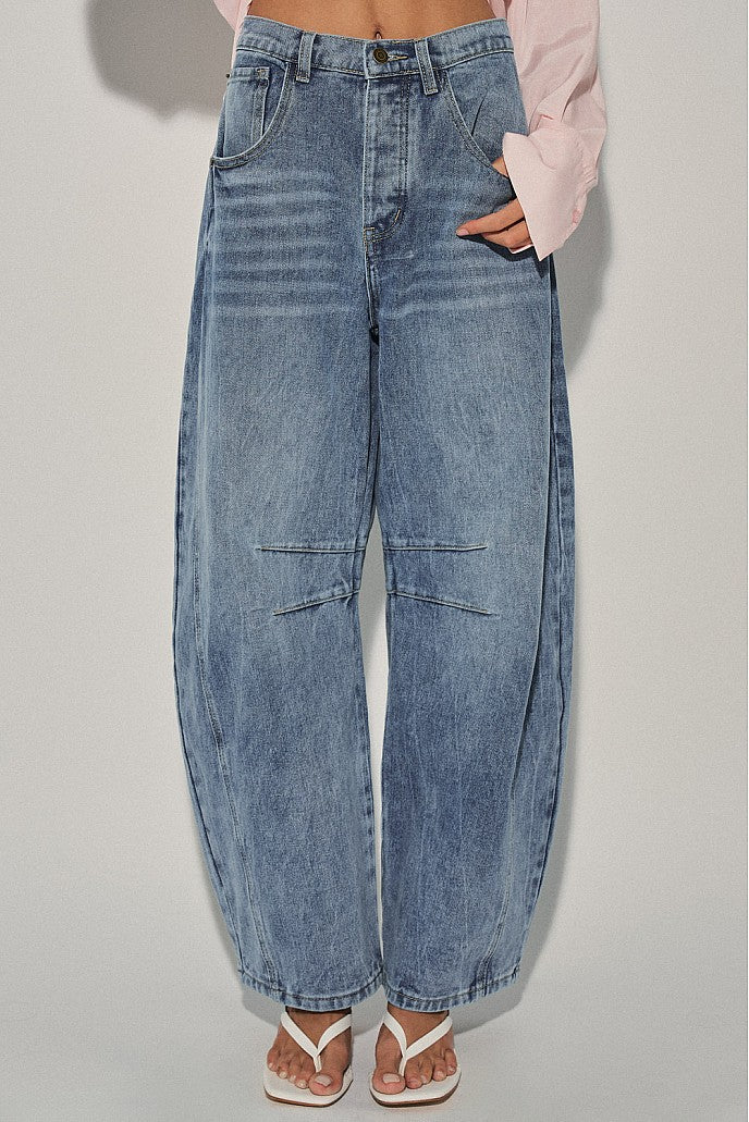 High-Rise Barrel Jeans