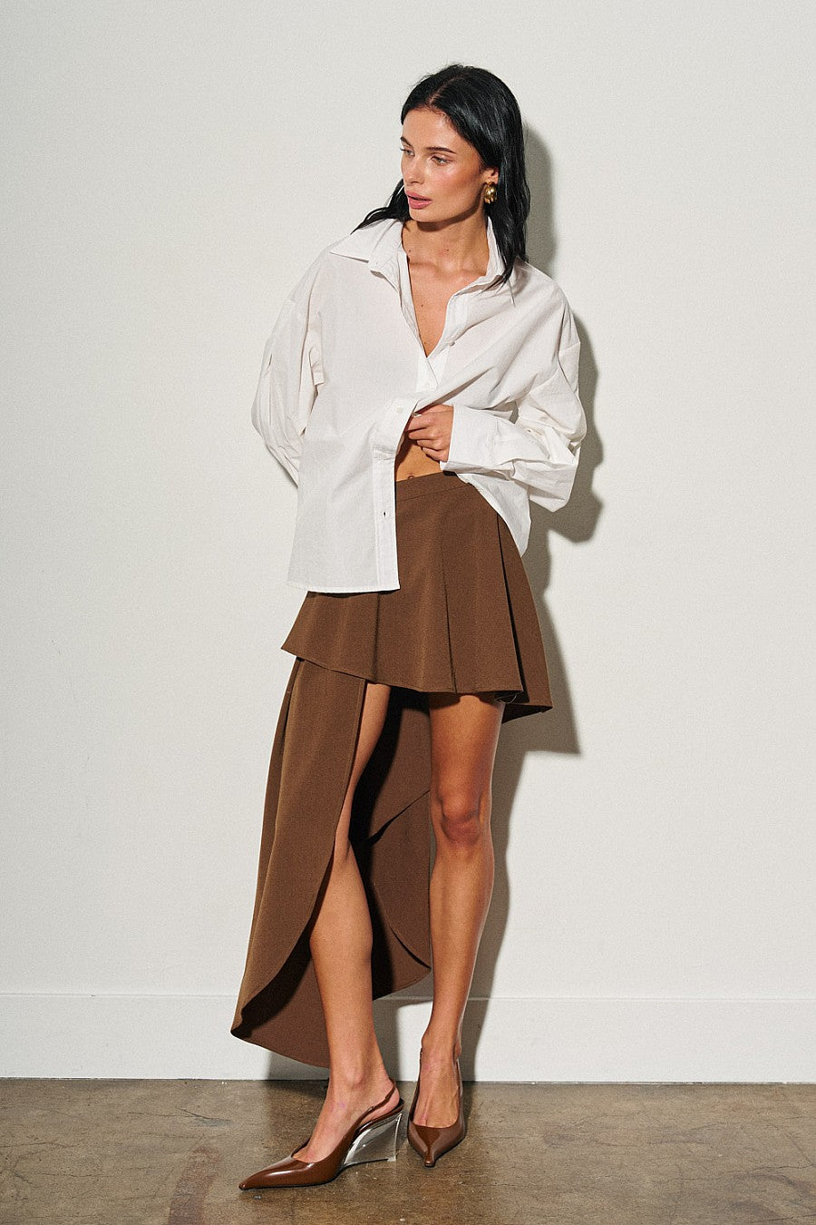 Brown Asymmetrical Skirt