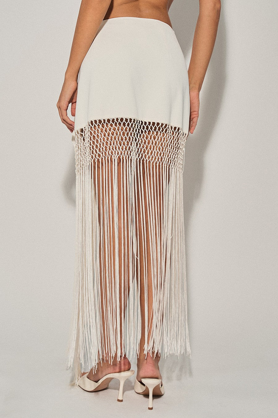 Ecru Fringe Skirt