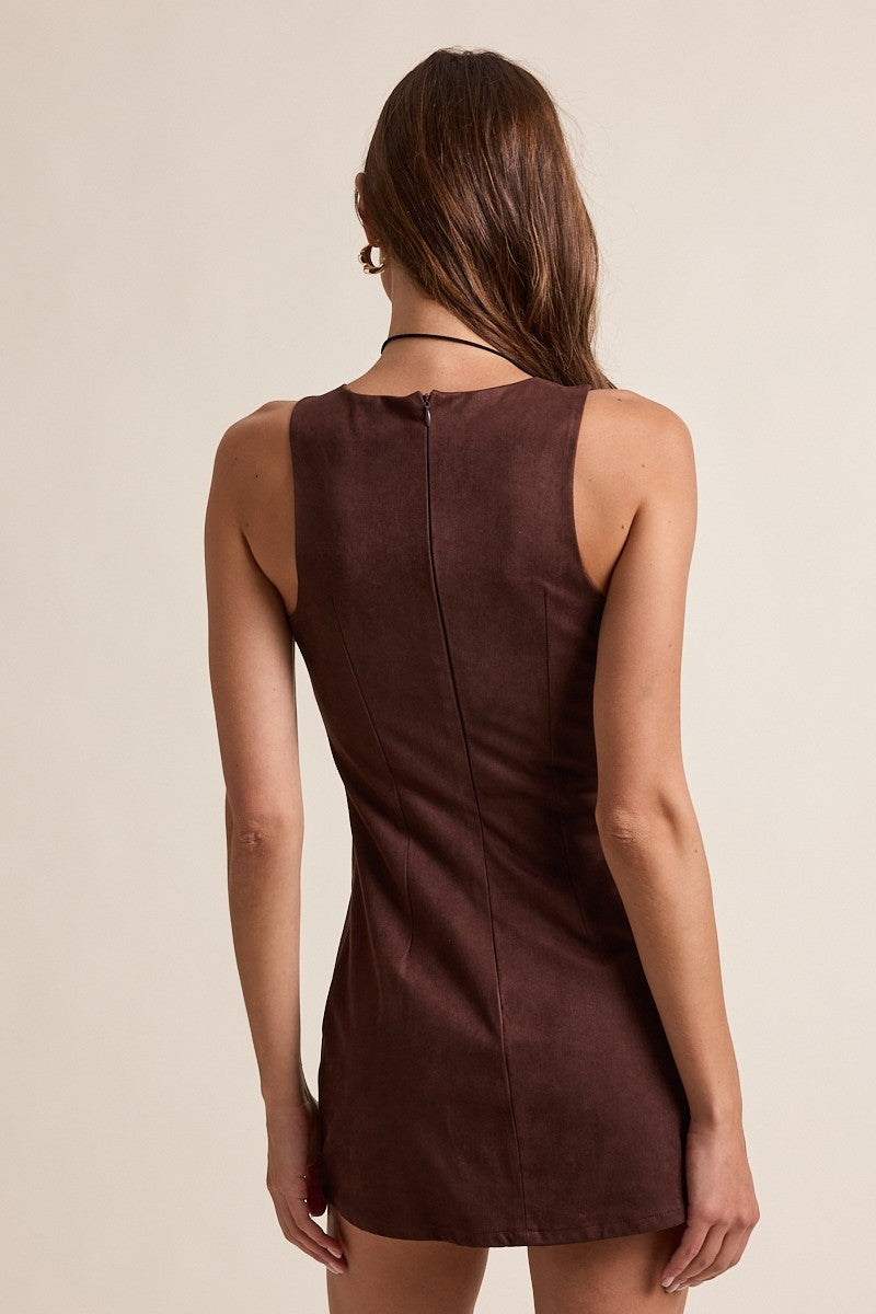 Coffee Suede Dress