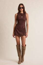 Coffee Suede Dress