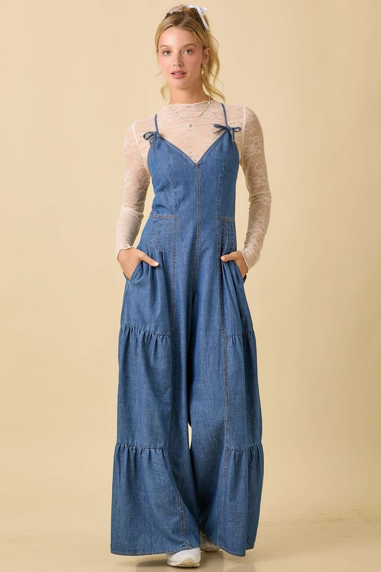 Denim Wide Leg Jumpsuit