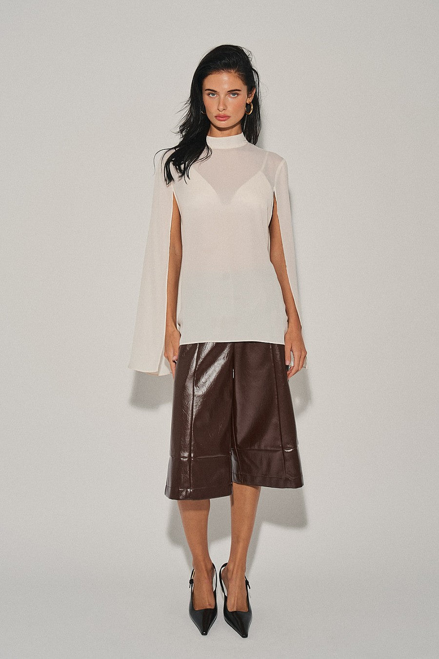 Cream High Neck Cape