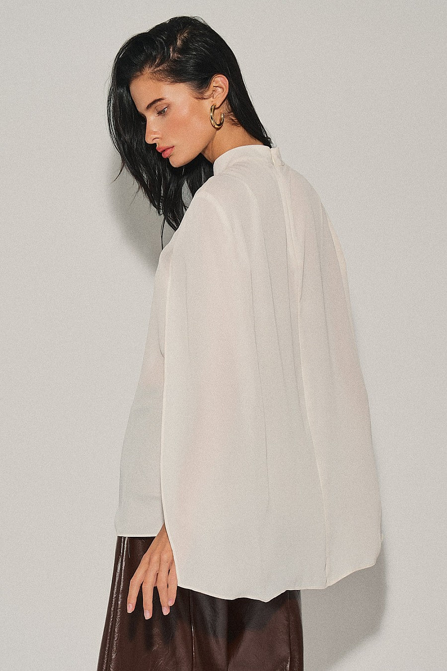 Cream High Neck Cape