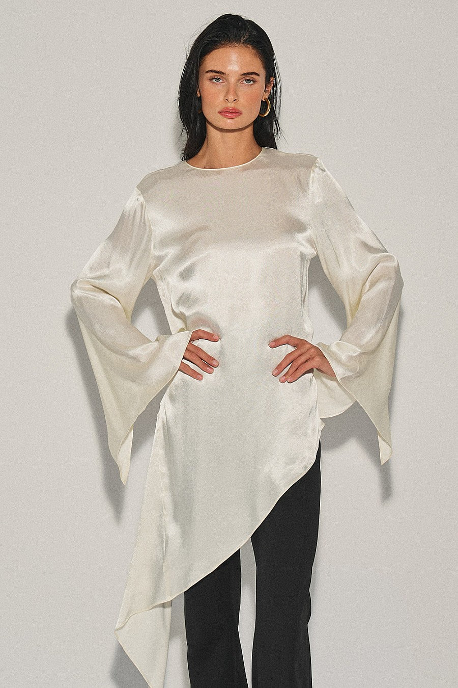 Woven Satin Asymmetric Top