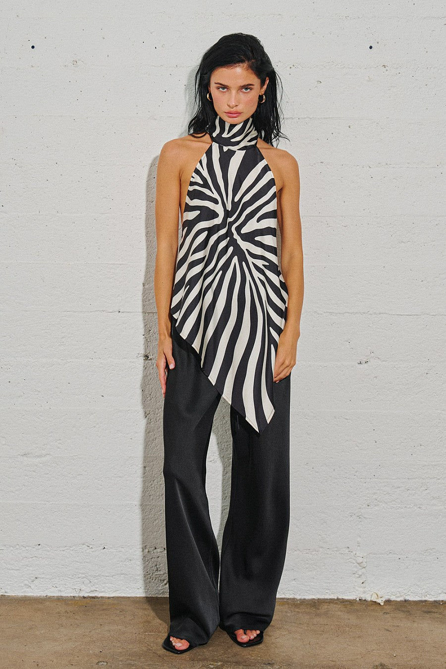 Zebra Print Neck Scarf Top