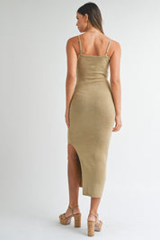 Taupe Front Cut Knit Dress