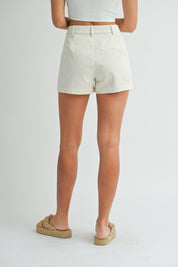 Ecru Pleat Shorts