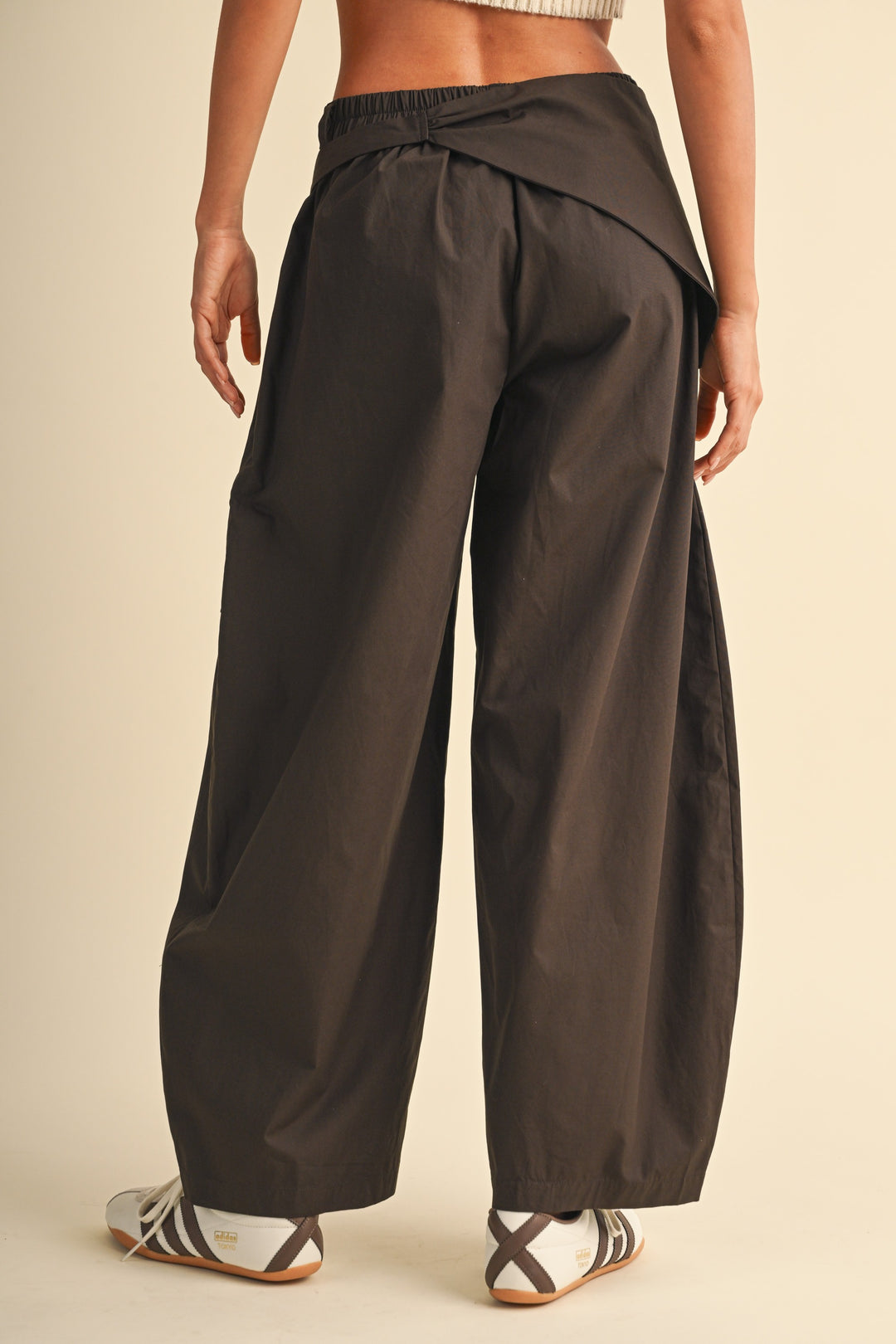 Sarong Detail Barrel Leg Trouser — Dk Chocolate