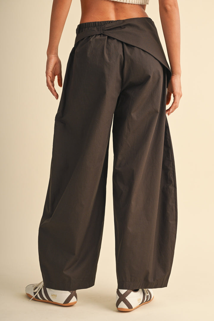 Sarong Detail Barrel Leg Trouser — Dk Chocolate