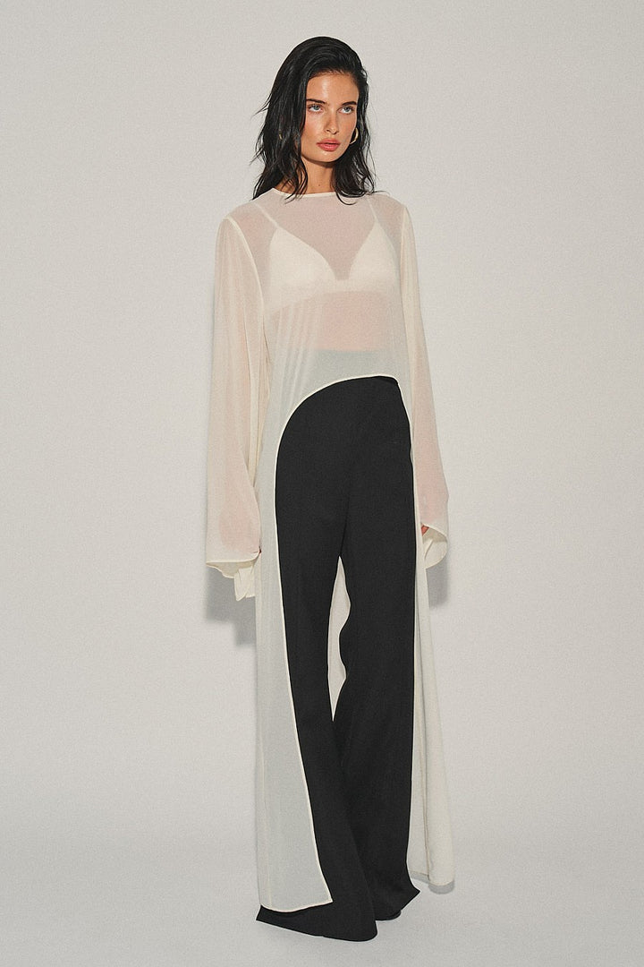 Cream Woven High-Low Chiffon Top — Cream