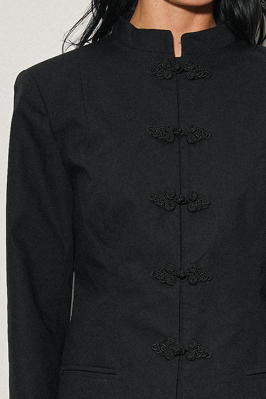 Frog Clasp Blazer — Black