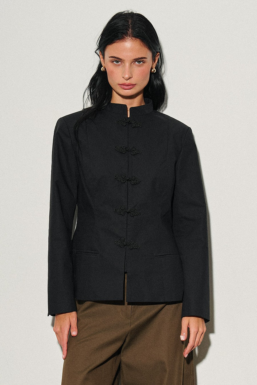 Frog Clasp Blazer — Black