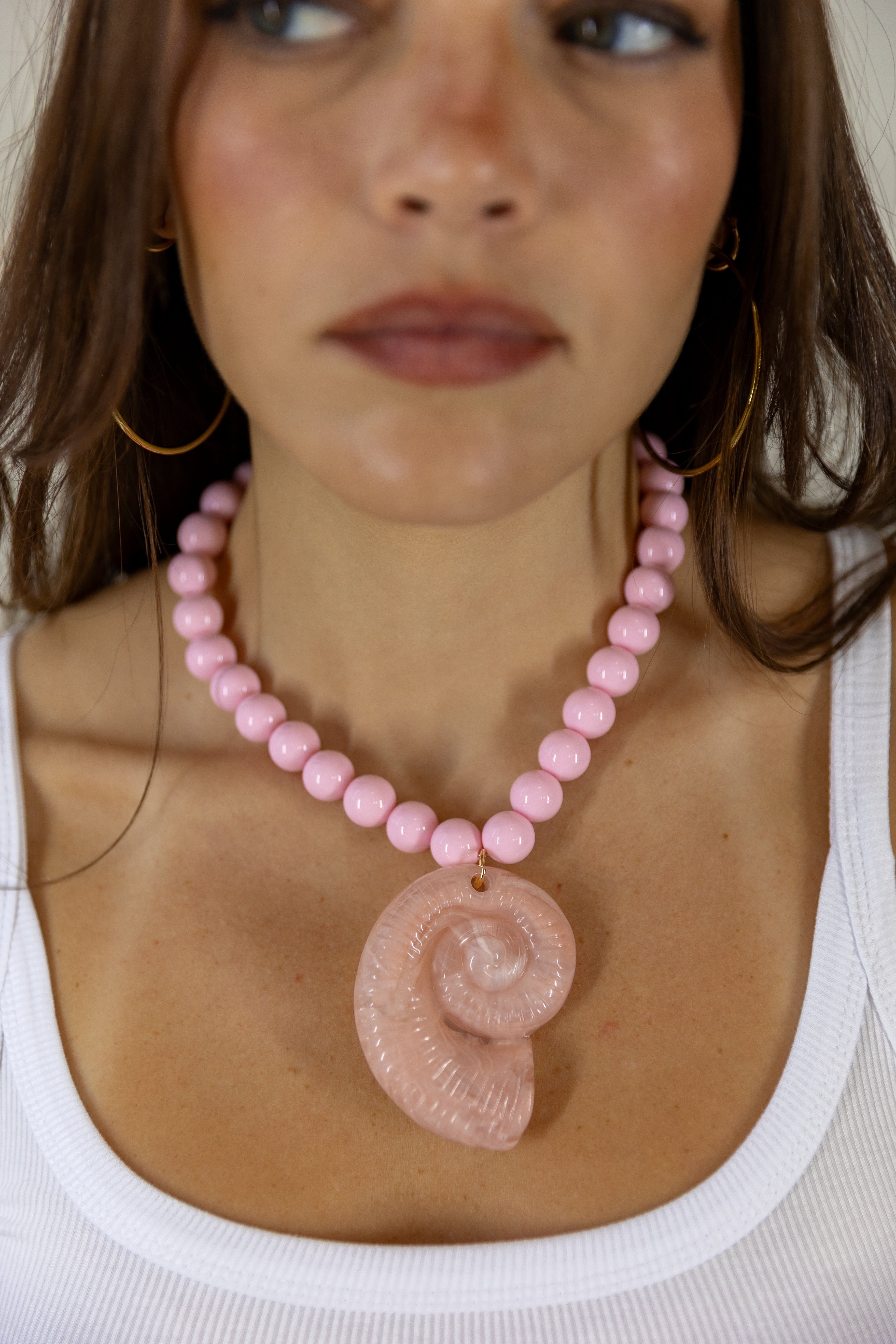 Pink Conch Necklace — Pink