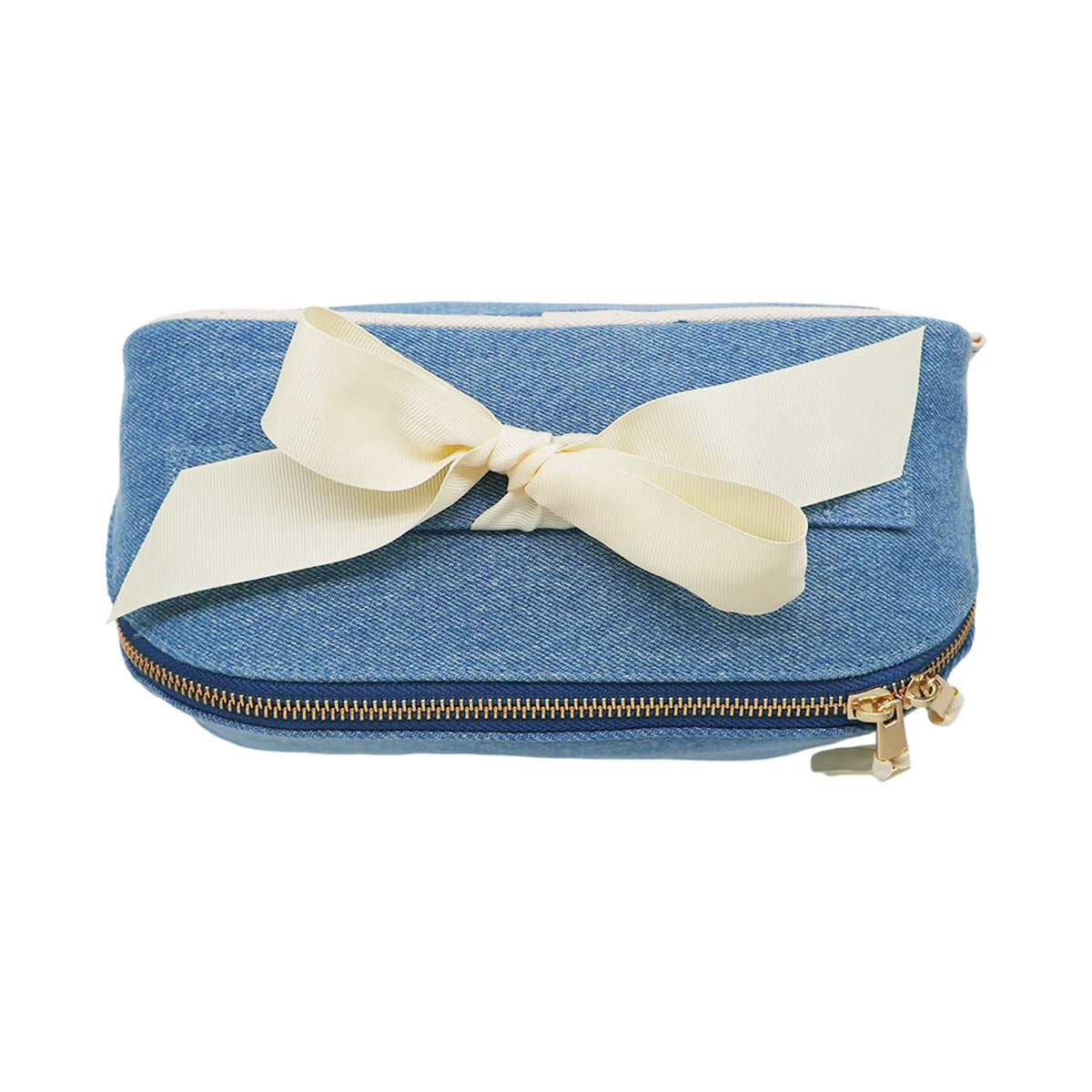 Accordion Box Makeup & Toiletry Bag, Denim — Denim