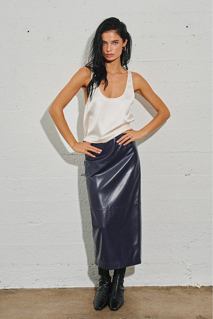 Deep Drain Satin Tank Top in Cloud Dancer — Cloud Dancer