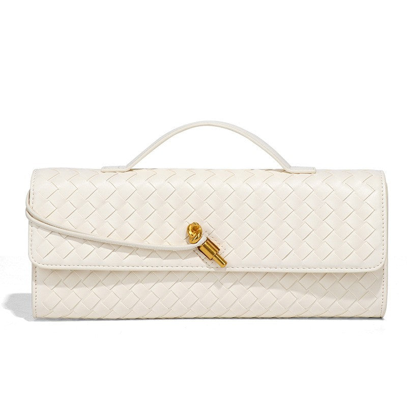 Woven Evening Clutch With Handle — Ivory — Ivory