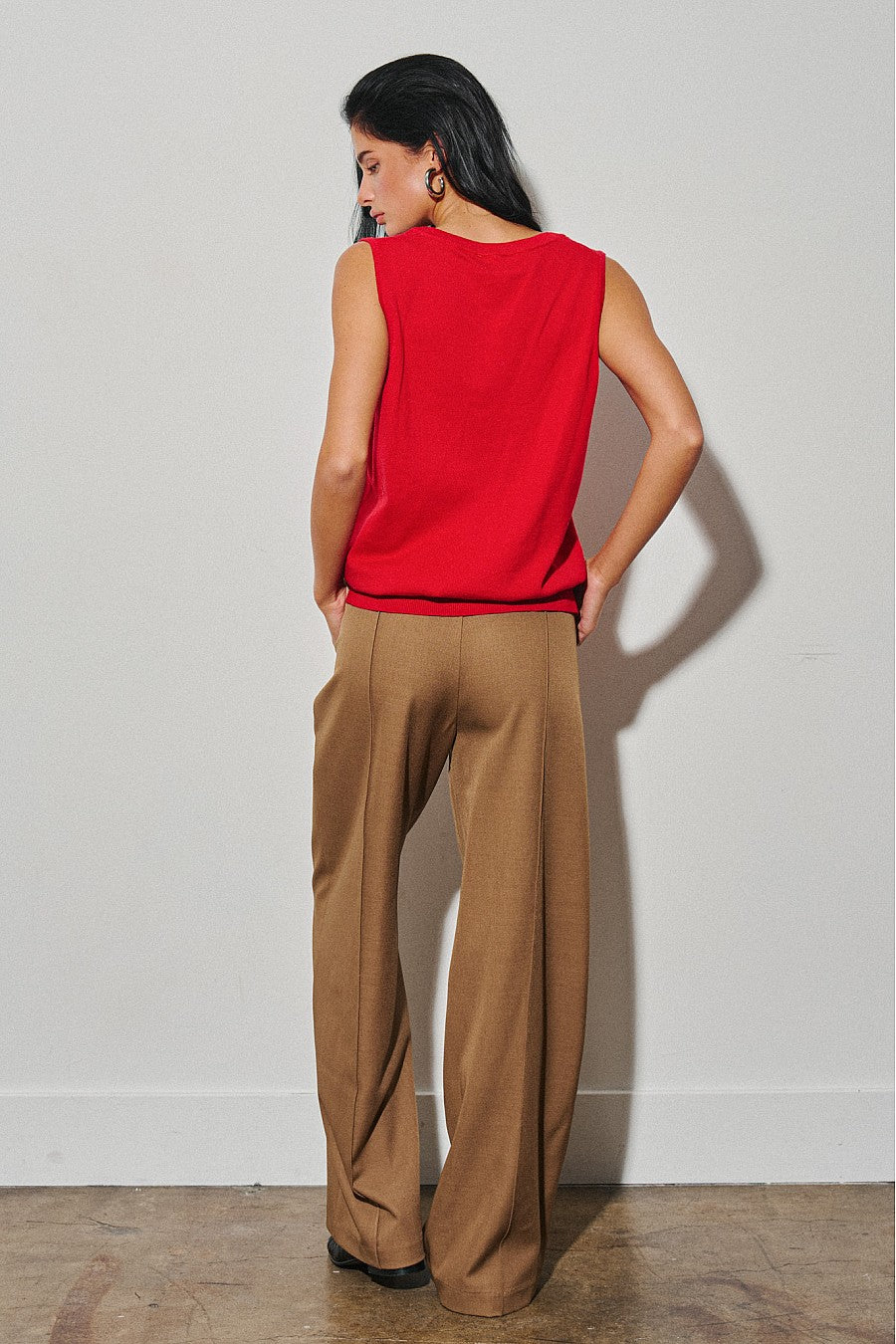 Red Scoop Neck Top — Red