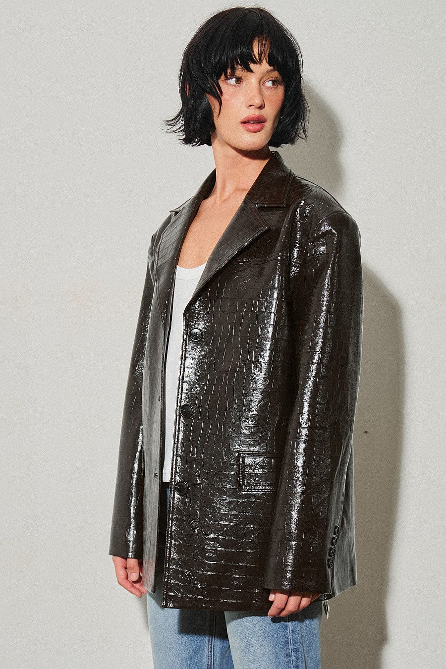 Leather Oversized Jacket — Espresso