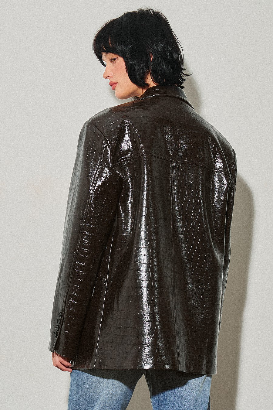 Leather Oversized Jacket — Espresso