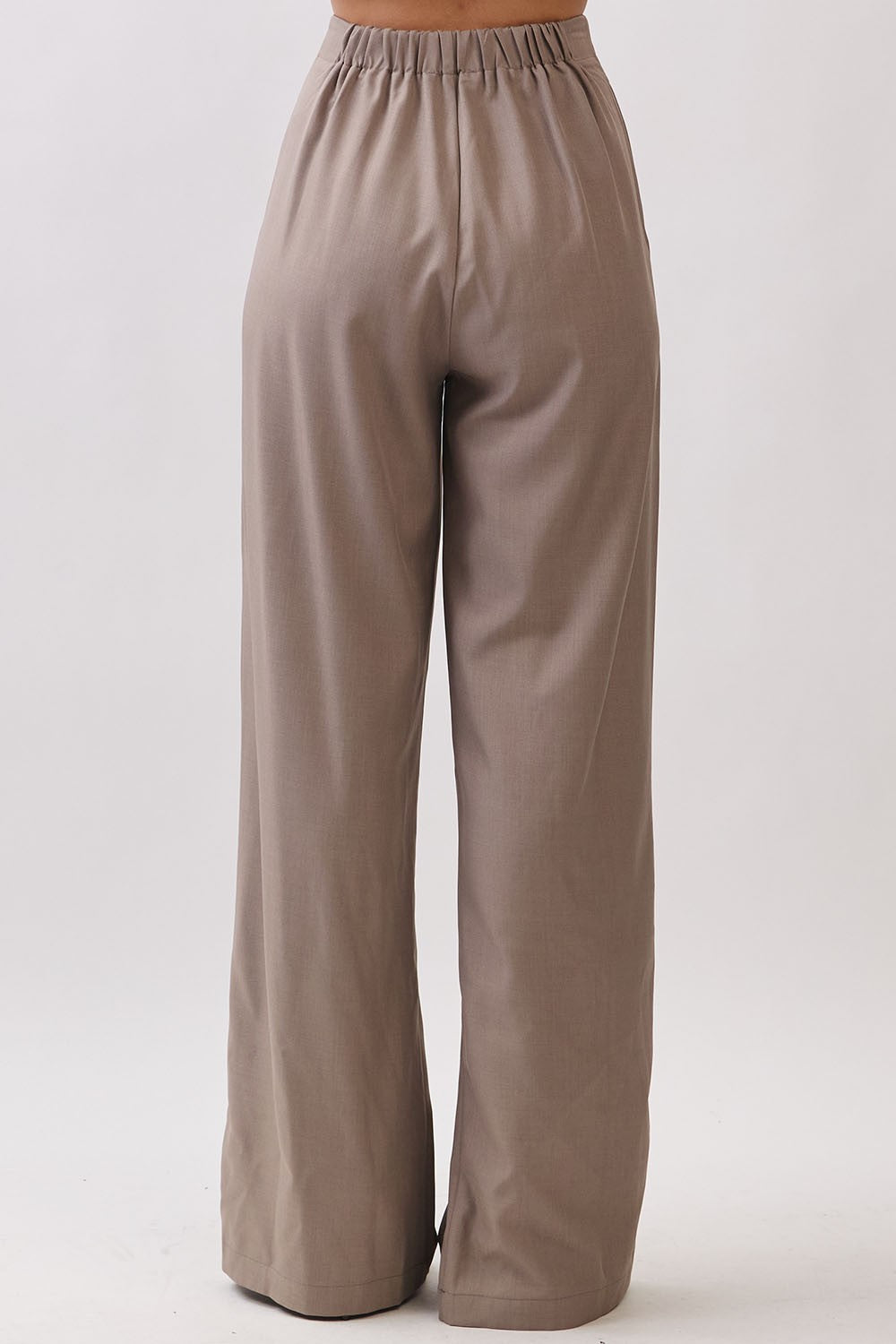 Asymmetric Wrap Detail Wide Leg Pants — Dune