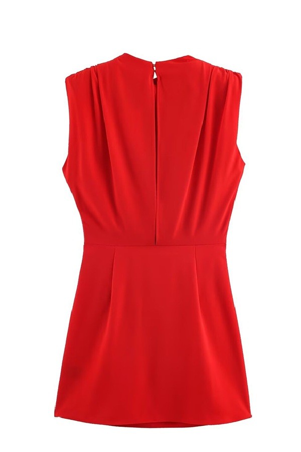 Draped Mini Dress — Red